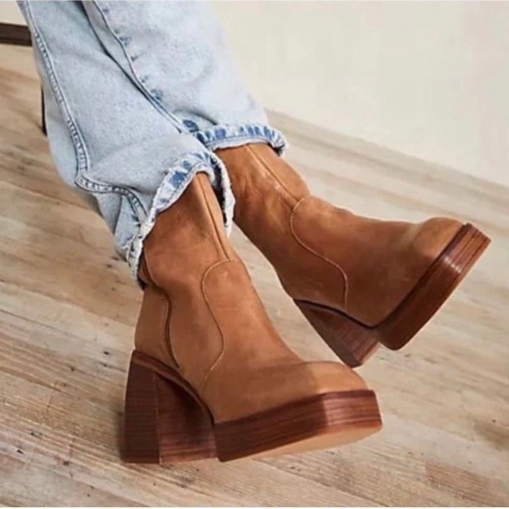New Free People Ruby Platform Leather Boots Size 11